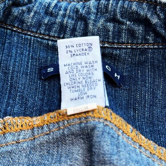 Gap Denim Jacket Womens XS Blue Jean Fitted Button Up Pockets Chore Y2K 80's - Picture 4 of 11